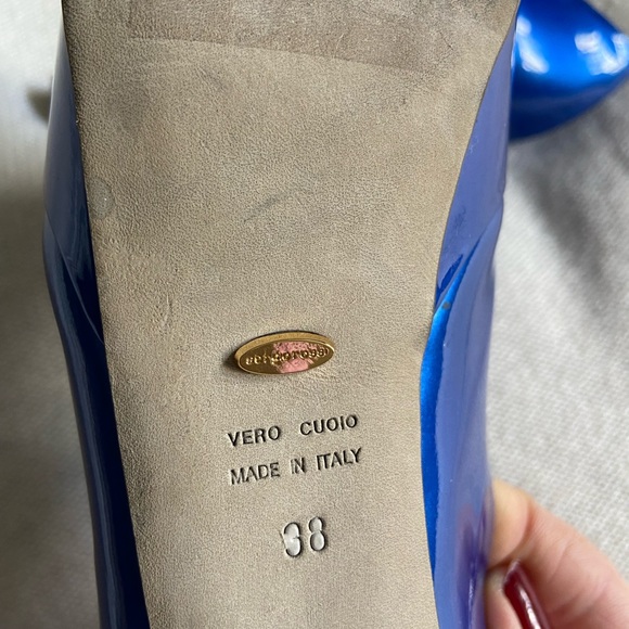 Sergio Rossi patent leather platform-sole pumps blue. Size 38 - Picture 6 of 12